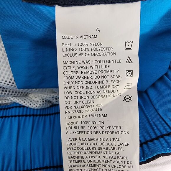 Nautica Men Swim Short Trunks Large Quick Dry Performance Blue Colorblock Pocket - Picture 8 of 9